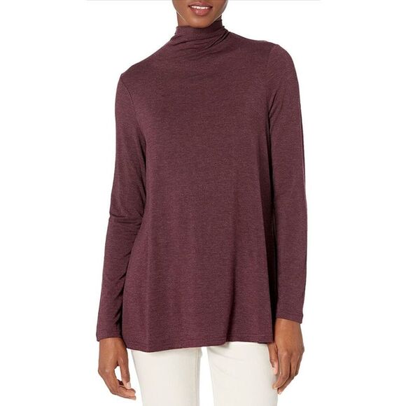 NWT! Daily Ritual Purple Heather Mock Neck Long Sleeve Top Small - Picture 1 of 7
